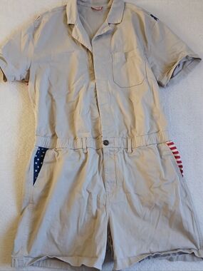 chubbies ♡ americana coveralls shortalls flag usa jumpsuit danger zone xxl retro